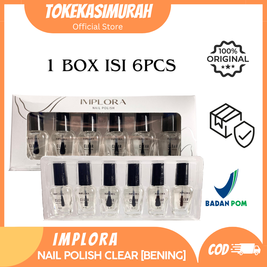 [1 BOX isi 6 ] Implora Nail Polish Clear | Kutek Bening Mengkilap | Kutek Bening Halal Untuk Sholat