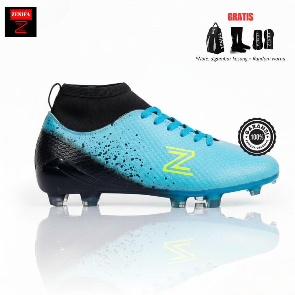 Zenifa - Sepatu Sepak Bola Boots Zenifa Skylight FG Tosca Black - Paket Komplit
