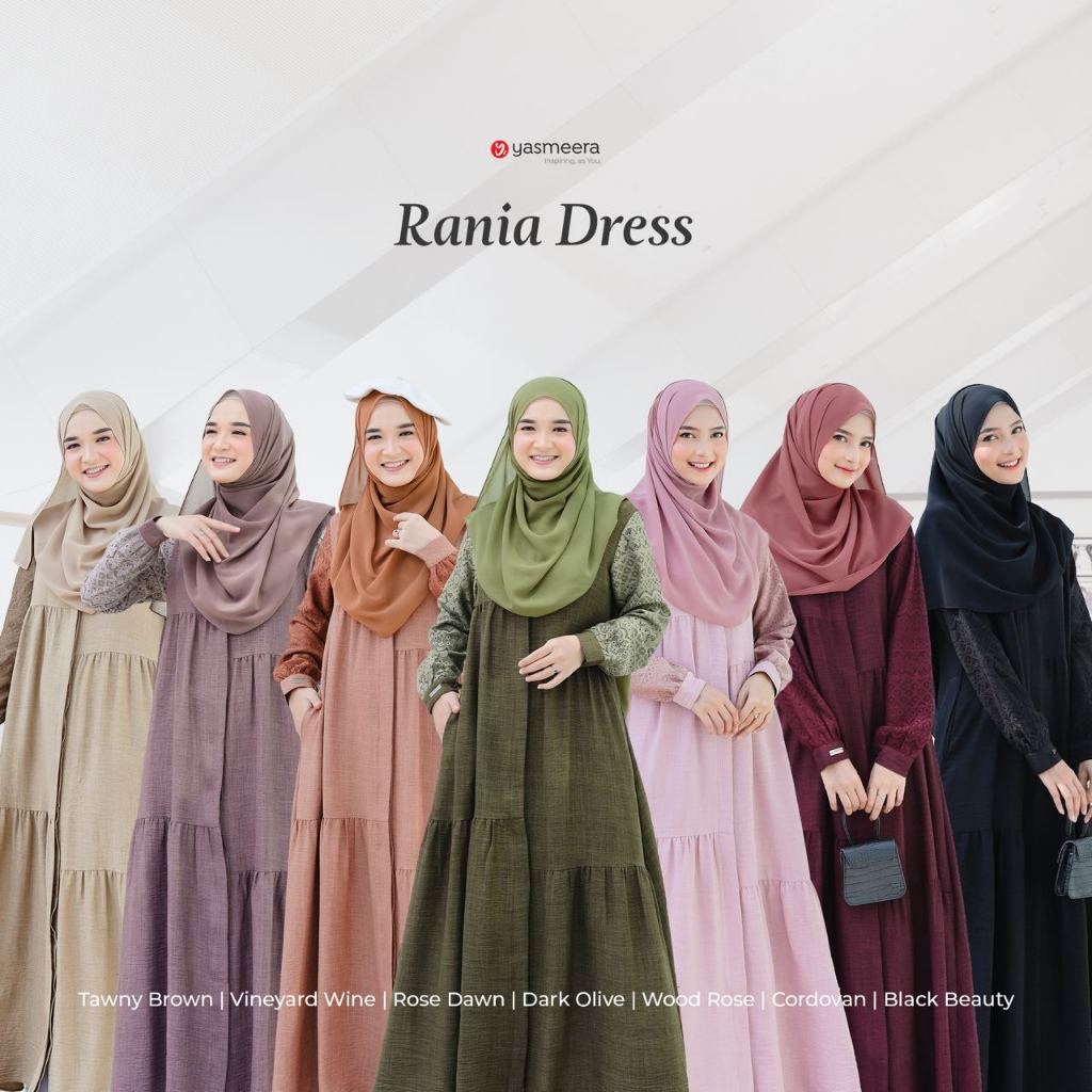 RANIA DRESS BY YASMEERA GAMIS BROKAT UMPAK ASIMETRIS CANTIK MODERN LINEN SLUB PREMIUM TERBARU 2025