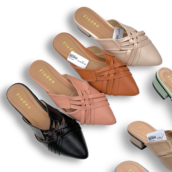 Terbaru Sandal Wanita Sandal Selop hak pendek hak tahu