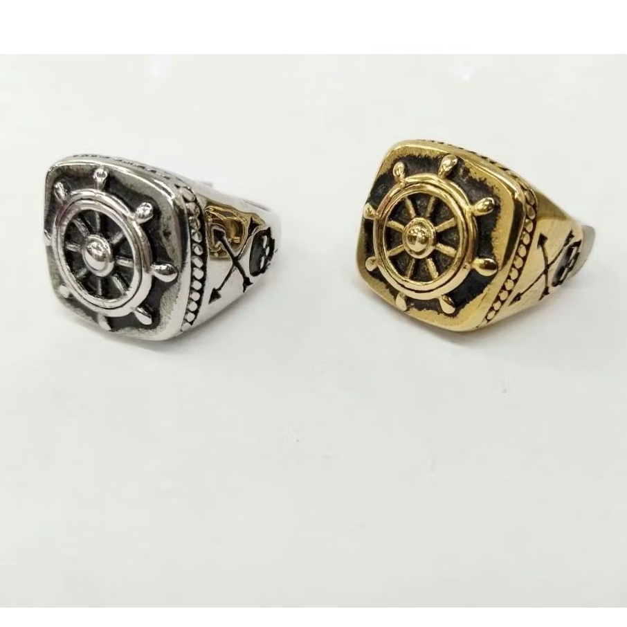 Cincin Skull Ring Titanium Motif Setir Anti karat selamanya