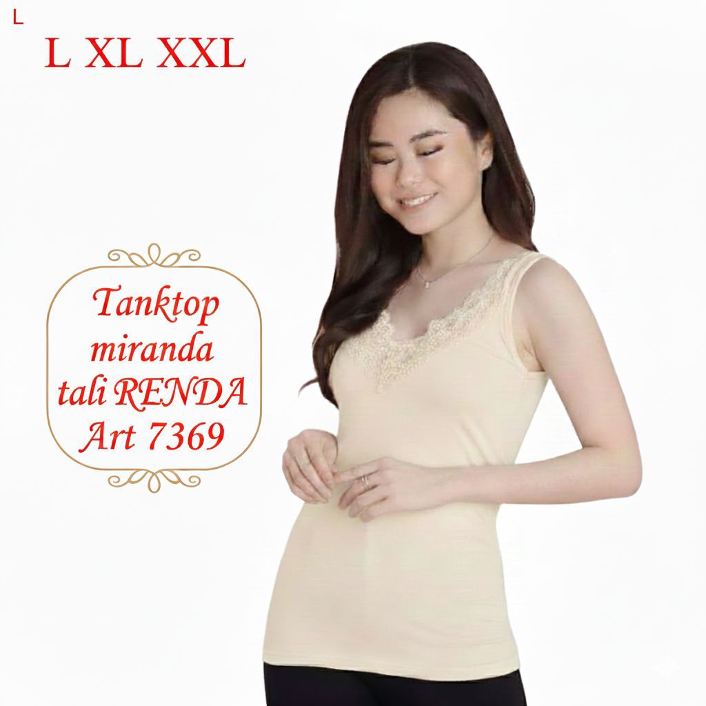 Tangtop Miranda tali Renda 7369 V Neck/Kaos dalam wanita dewasa/Camisol dewasa
