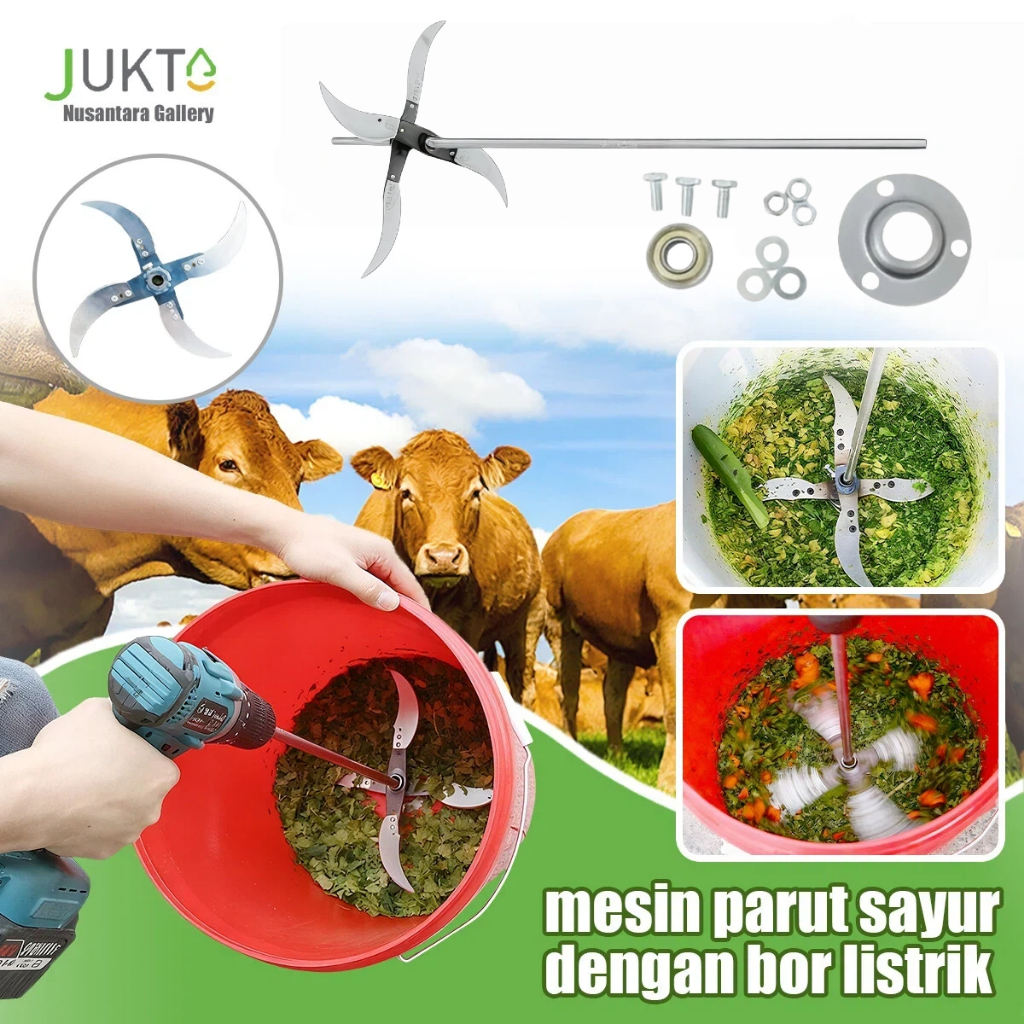 JUKTA [COD] Mata Pisau Mesin Cacah Rumput | Alat Pemotong Pakan Ternak | Sambungan Bor Listrik 4 Mat