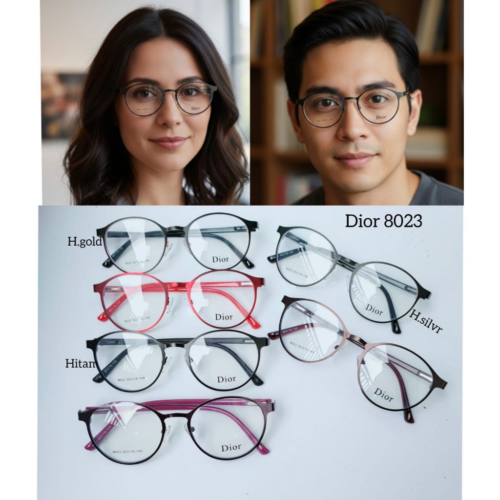 FRAME DIOR 8023  KACAMATA MINUS/PLUS FRAME+LENSA 1 SET FREE BOX DAN LAP PREMIUM.