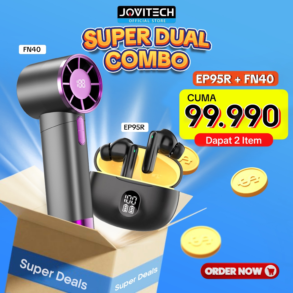 Jovitech Promo Special Bundle Deal Combo Hemat TWS Earphone Bluetooth EP95R + Powerbank PB01 10000 m