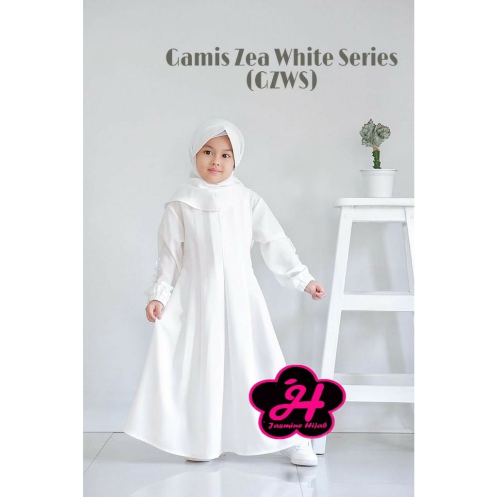 GAMIS SYARI SET ANAK ZEA WHITE SERIES BY JASMINE HIJAB