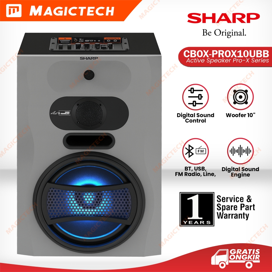 SHARP Speaker CBOX-PROX10UBB Pro-X Series 10 Inch Woofer Bluetooth Easy Sound Control Multi-Input