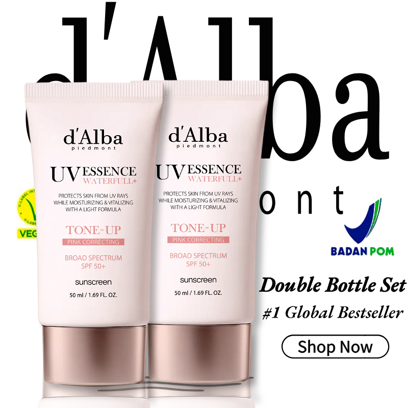 2 Pcs- d'Alba Waterfull Tone Up Sun Cream -50mL Double Bottle Set