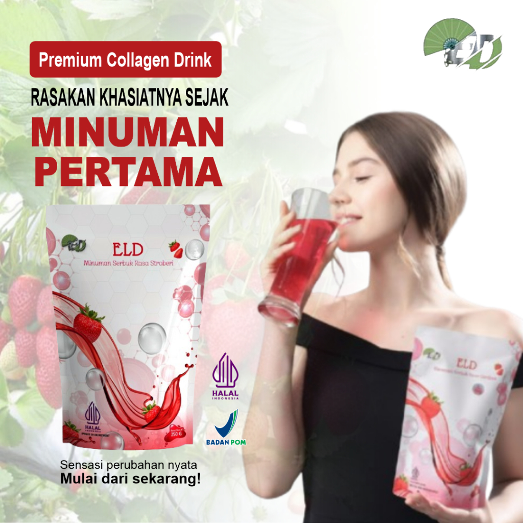 ELD Collagen Drink Strawberry DNA Salmon 250gr - Minuman Collagen Tripeptide 360mg + Vit C 500mg unt