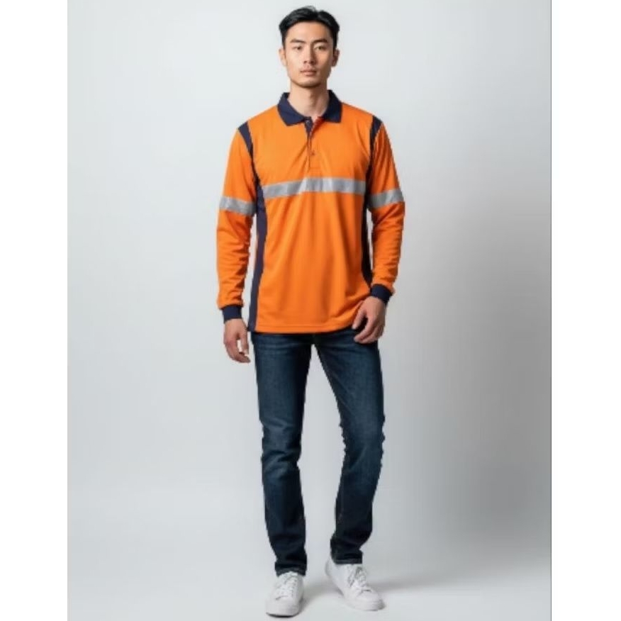 Safety t-shirt polo schotlight 3M / kaos safety kombinasi/warna orange