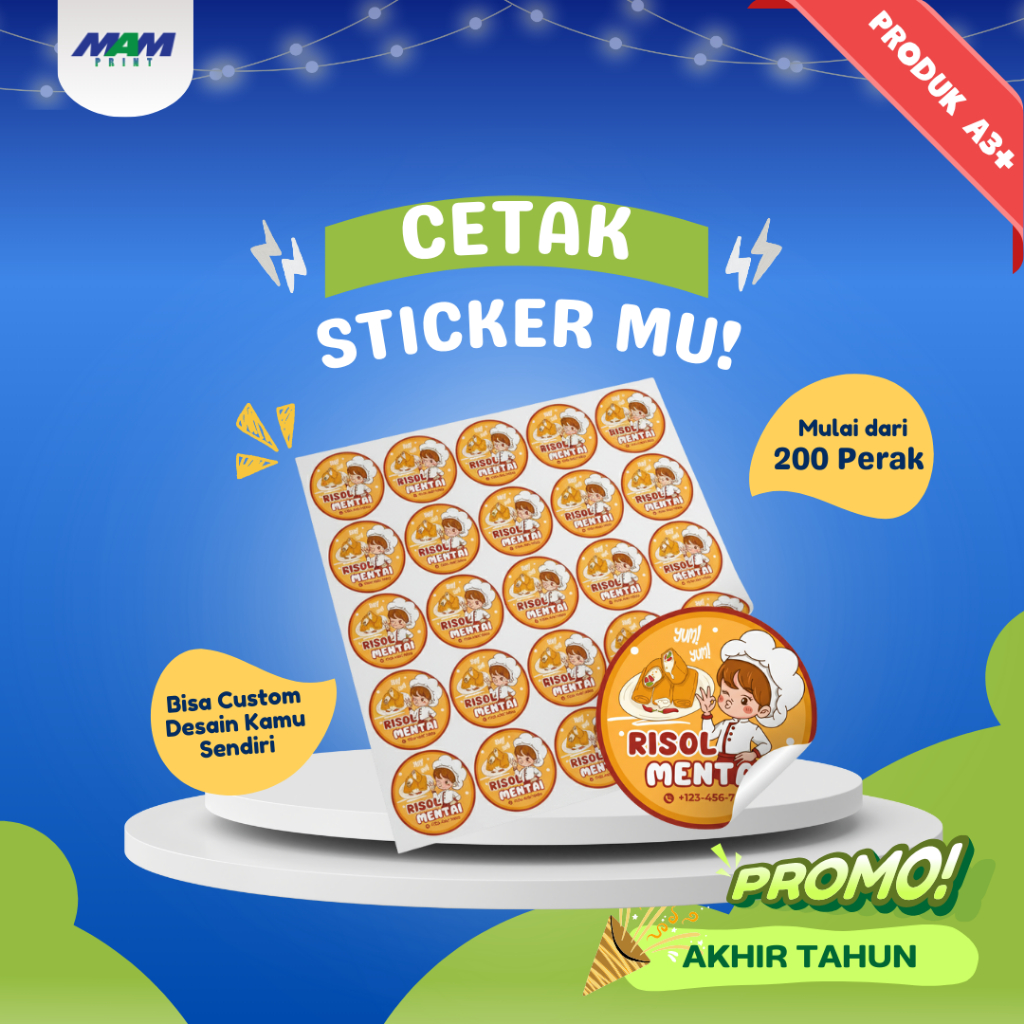 CETAK STIKER VINYL / LABEL BENTUK / BULAT LABEL NAMA / LABEL MAKANAN / TOPLES KEMASAN / BOTOL MINUMA
