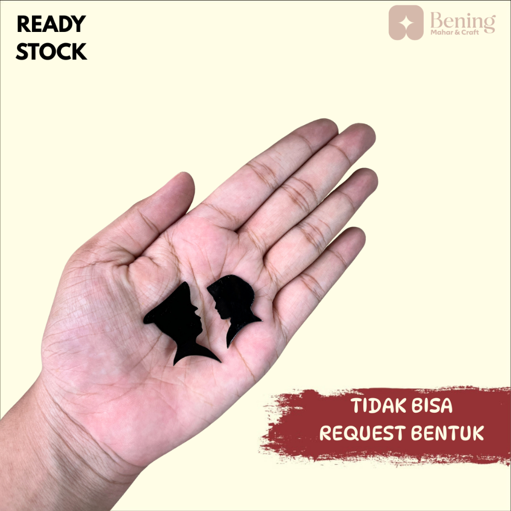 Siluet couple POLISI akrilik hitam PUTIH tinggi hiasan mahar / scrabbook Siluet Couple Wajah Pengant