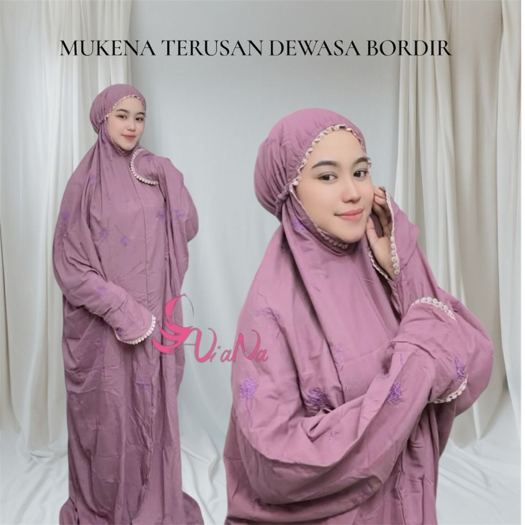 MUKENA  TERUSAN LAJURAN SANTRI MUKENA BAHAN KATUN ADEM BORDIR TERBARU MUKENA PANJANG