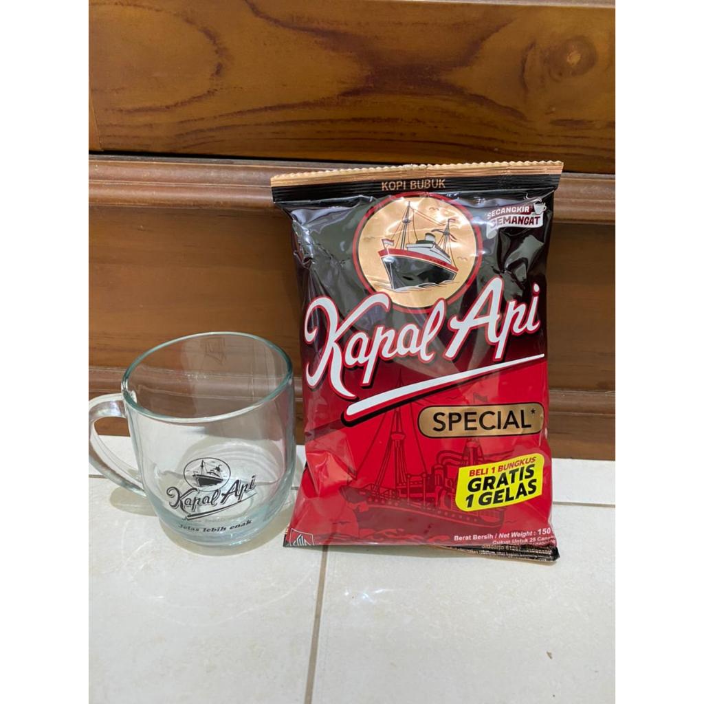 (FREE GELAS) Kopi Kapal Api Special 150 Gr - Kopi Hitam Untuk 25 Cangkir