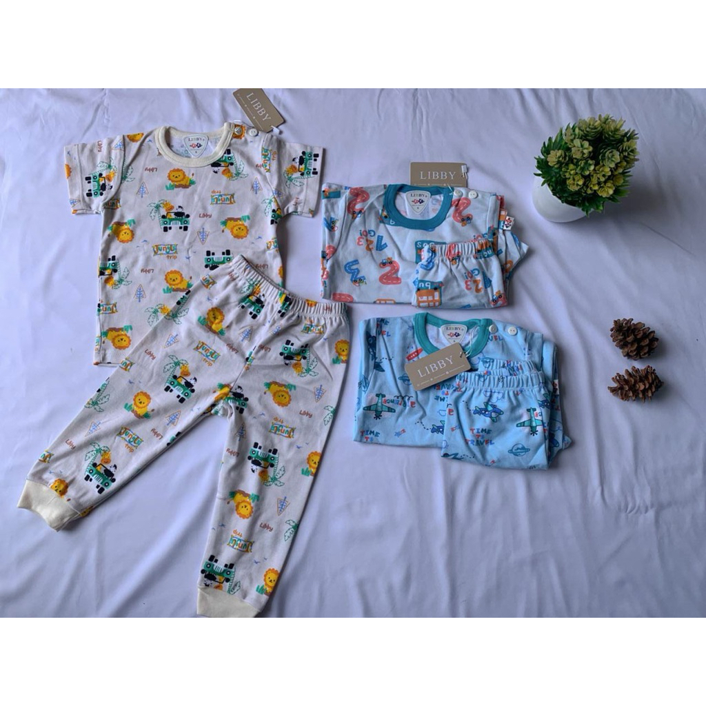 3Pcs Setelan Libby Baby CPR / Libby baby atasan pendek celana panjang / Setelan Motif karakter