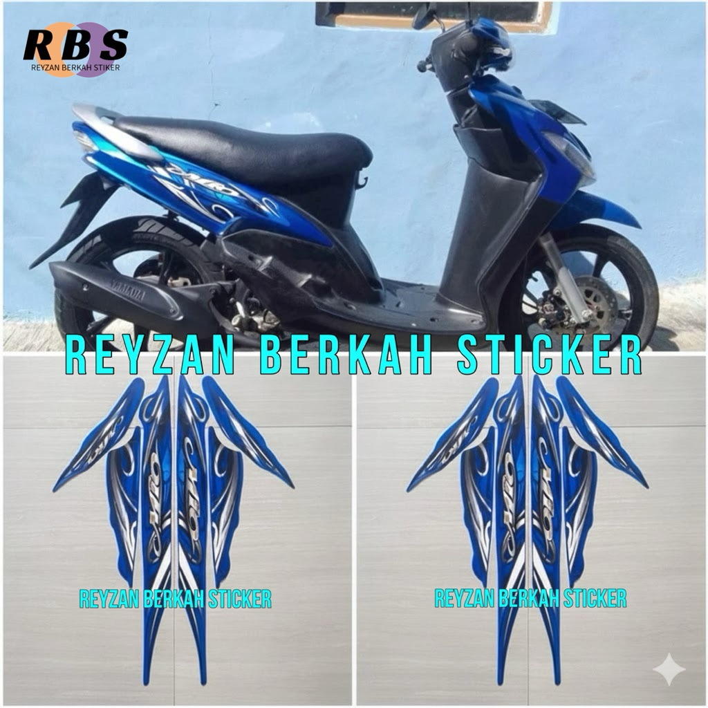 STIKER STRIPING LIS LES BODY YAMAHA MIO SMILE 2010 2011 BIRU