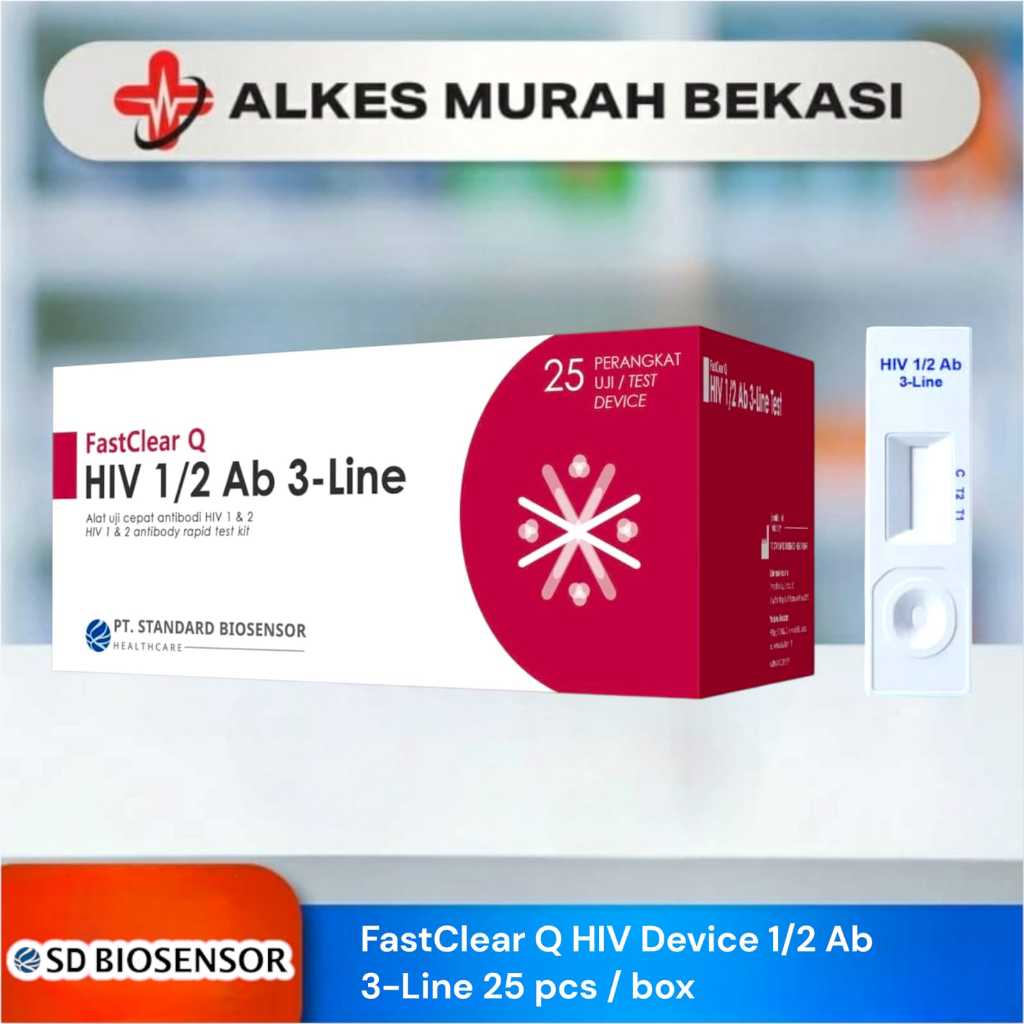SD BIOSENSOR FastClear QHIV 1/2 Ab 3-LineAlat uji cepat antibodi HIV 1 & 2 HIV 1 & 2 antibody rapid 