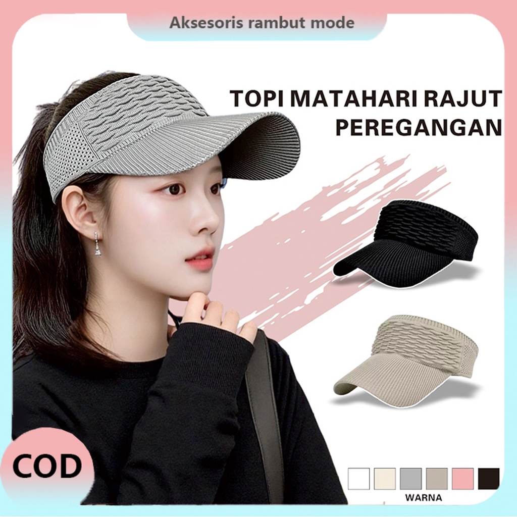 Topi Golf Tennis Rajut Katun Elastis Topi/ Baseball Gaya Korea Topi Olahraga Wanita Senam /Topi Olah