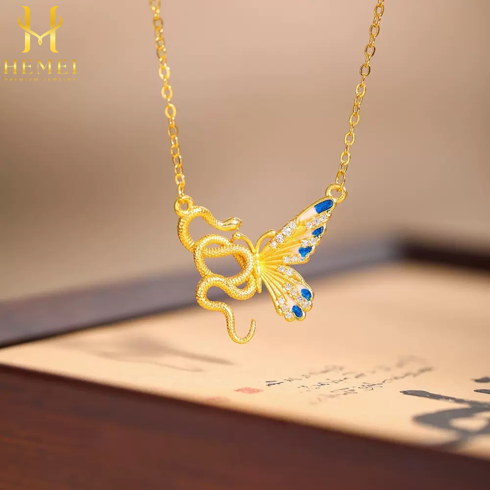 HEMEI KALUNG KUPU KUPU EMAS PALSU KALUNG FASHION WANITA KALUNG MEWAH PREMIUM