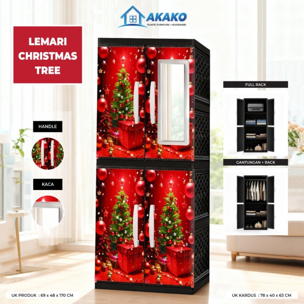 AKAKO LEMARI PLASTIK ANAK KARAKTER LP2P CHRISTMAS