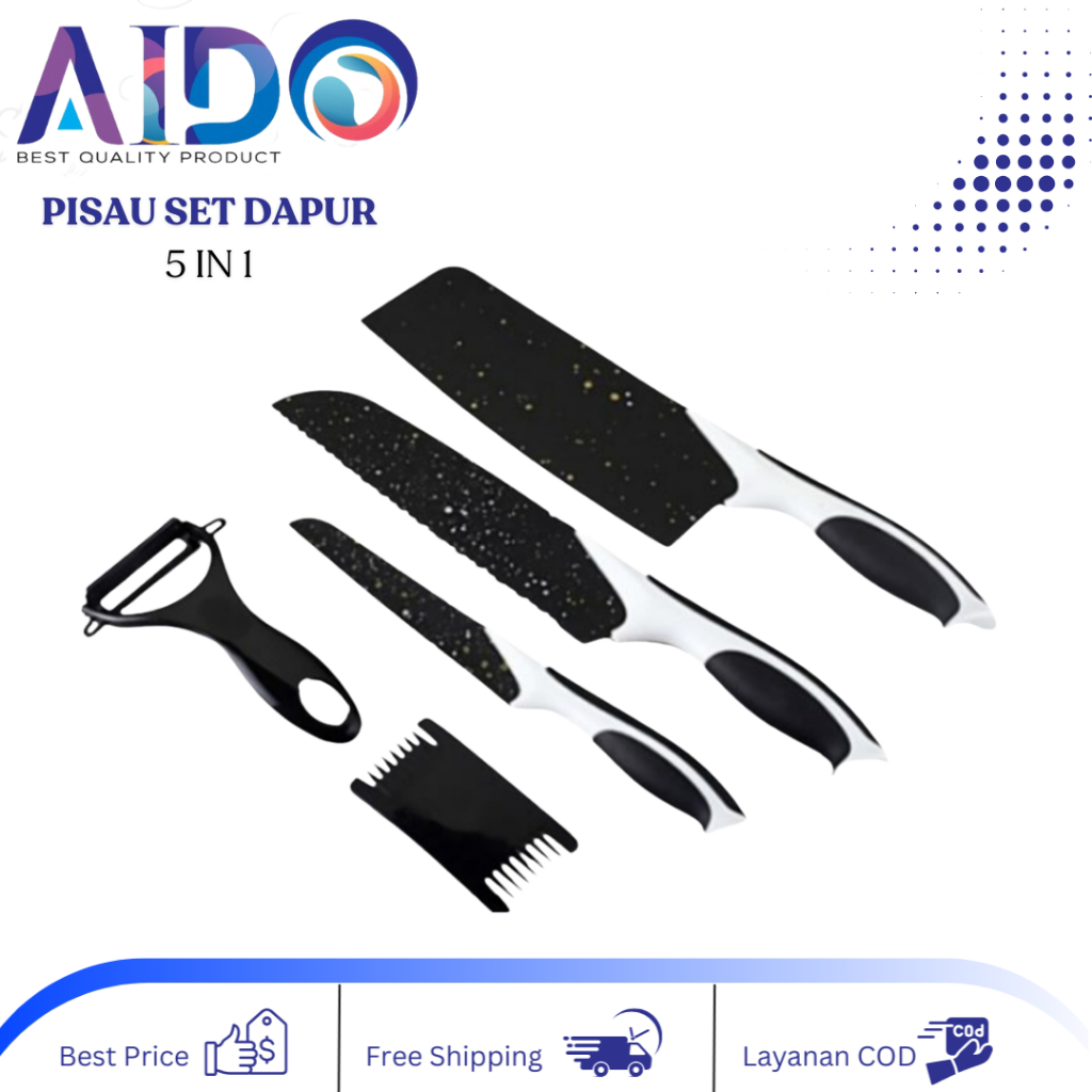 Pisau Keramik GSF / PISAU Set Pisau Dapur isi 5pcs Hitam / Pisau set 5 pcs PISAU DAPUR SET 5 PCS