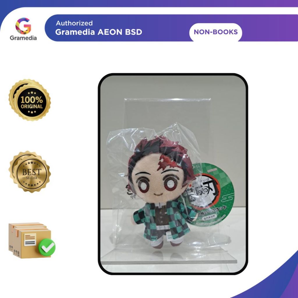 BANDAI CHIBI PLUSH MASCOT_DEMON SLAYER_TANJIRO KAMADO- GRAMEDIA AEON MALL BSD