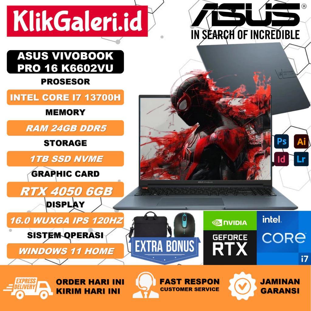laptop gaming tipis  ASUS VivoBook Pro 16 K6602VU Core i7-13700H NVIDIA GeForce RTX 4050 6GB WUXGA I