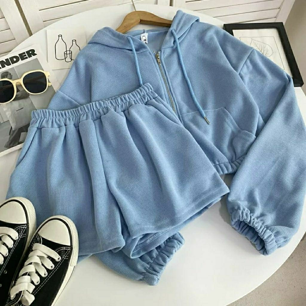 STELAN JAKET HOT CROOPE PANTS ONE SET | ZERO ONE SET ATASAN CELANA PENDEK