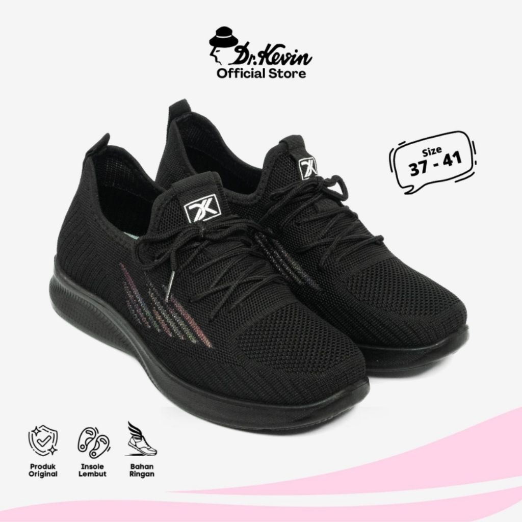Dr. Kevin Sepatu Olahraga Sport Wanita Sneakers Rajut Bertali 589-075 New Original
