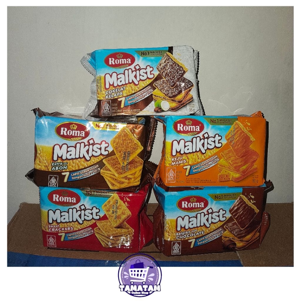 Roma Malkist Biscuit All Varian 105gr/Abon/Keju Manis/Coklat Kelapa/Belgian/Ori
