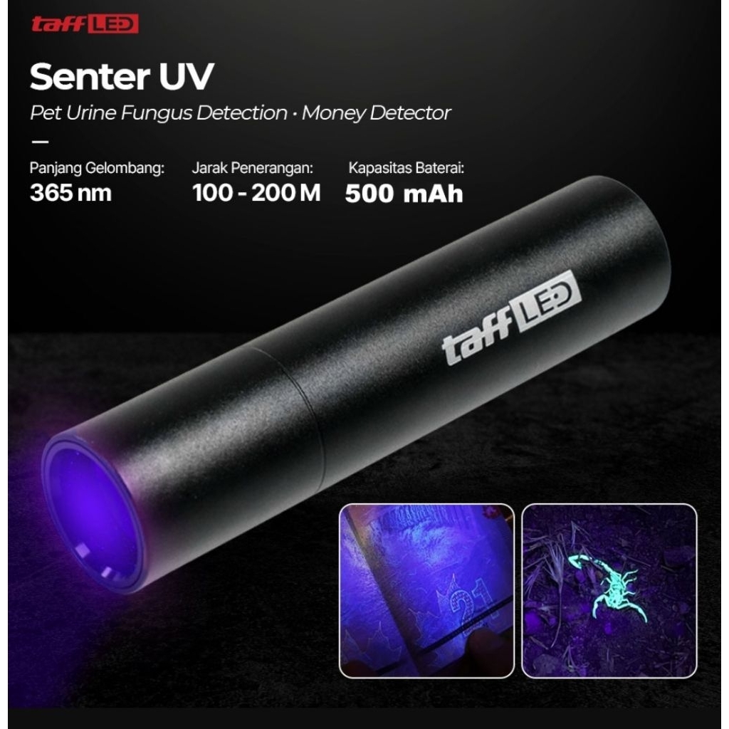 Senter UV Ultraviolet Mini Flashlight Money Detector 365nm - S11-Z - Black
