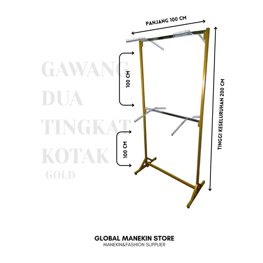 Gawangan 2 tingkat 2 susun / Gantungan Baju Suling ( TINGGI 2,2 M )