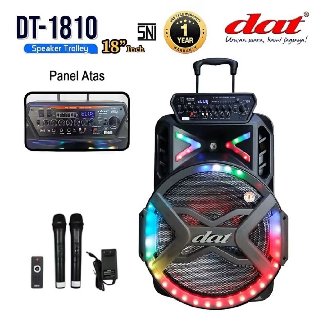Speaker DT 1810 ECO+ speaker bluetooth 18 inch woofer FREE 2 microphone wireless