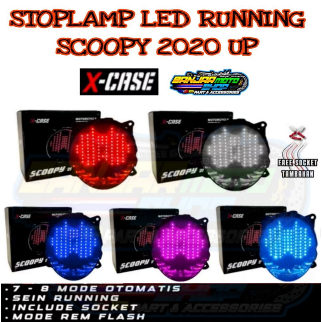 STOPLAMP SCOOPY NEW LED RUNNING ORIGINAL XCASE / LAMPU BELAKANG LED RUNNING SCOOPY NEW