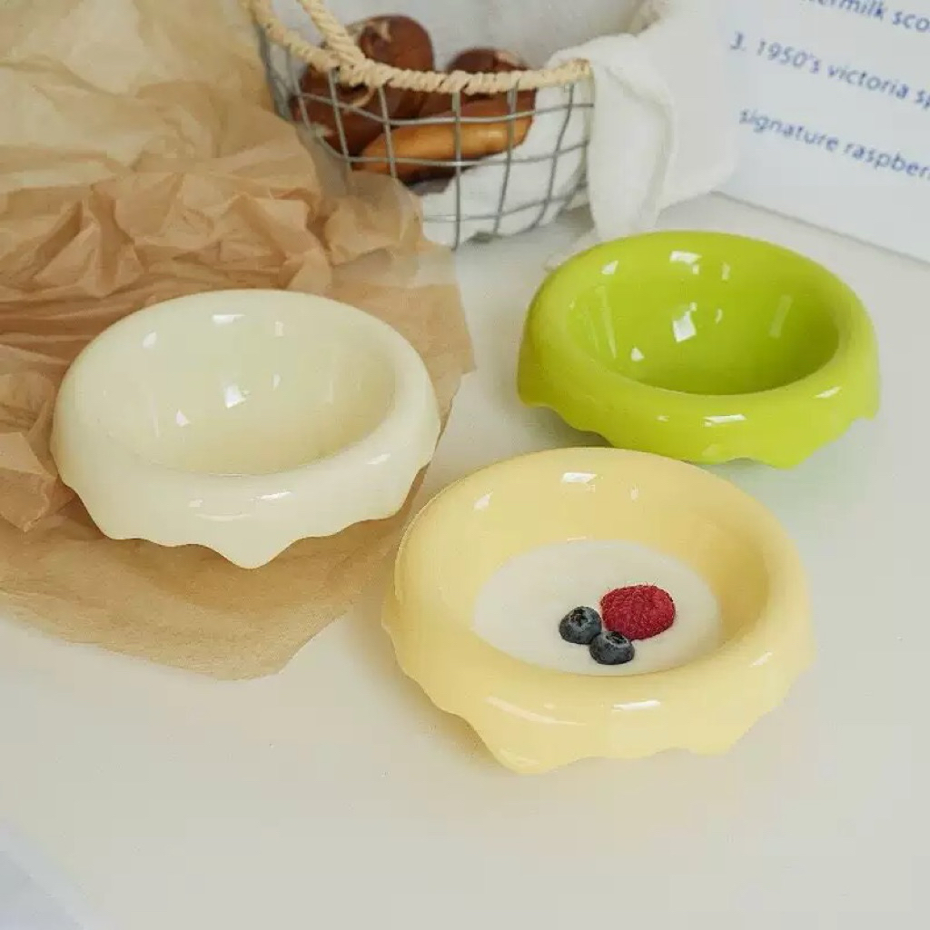 LIVINSTORE Melty Series Mangkok Keramik Korea Aesthetic Estetik Putih Bentuk Props Properti Foto Kon