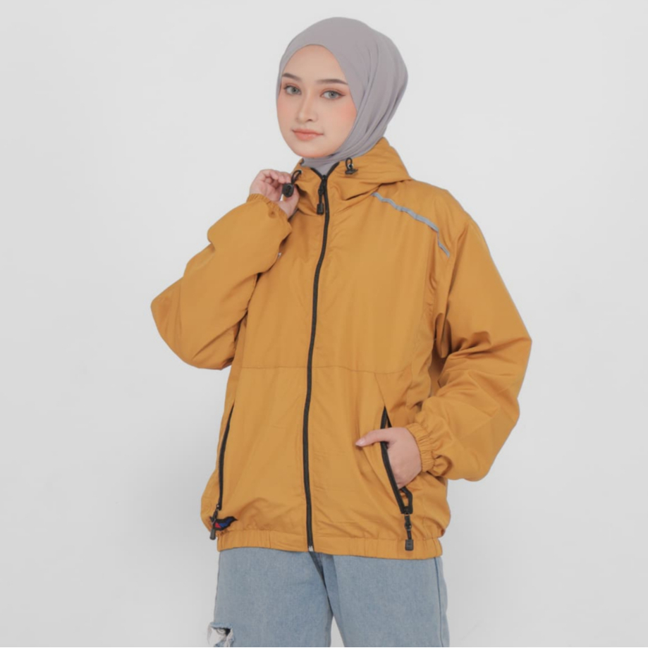 BLUERED | Jaket Parasut wanita/Yellow/Bolak Balik/Cewek Cowok/Fashion/Jaket Motor/Outfit