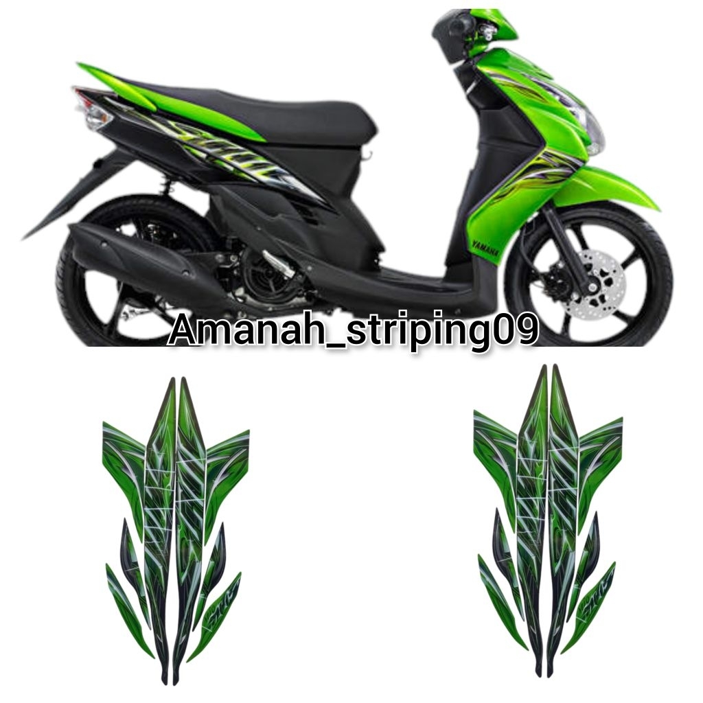 lish lesh stiker striping standart motor mio soul 2011 warna hijau ful set body terbaik