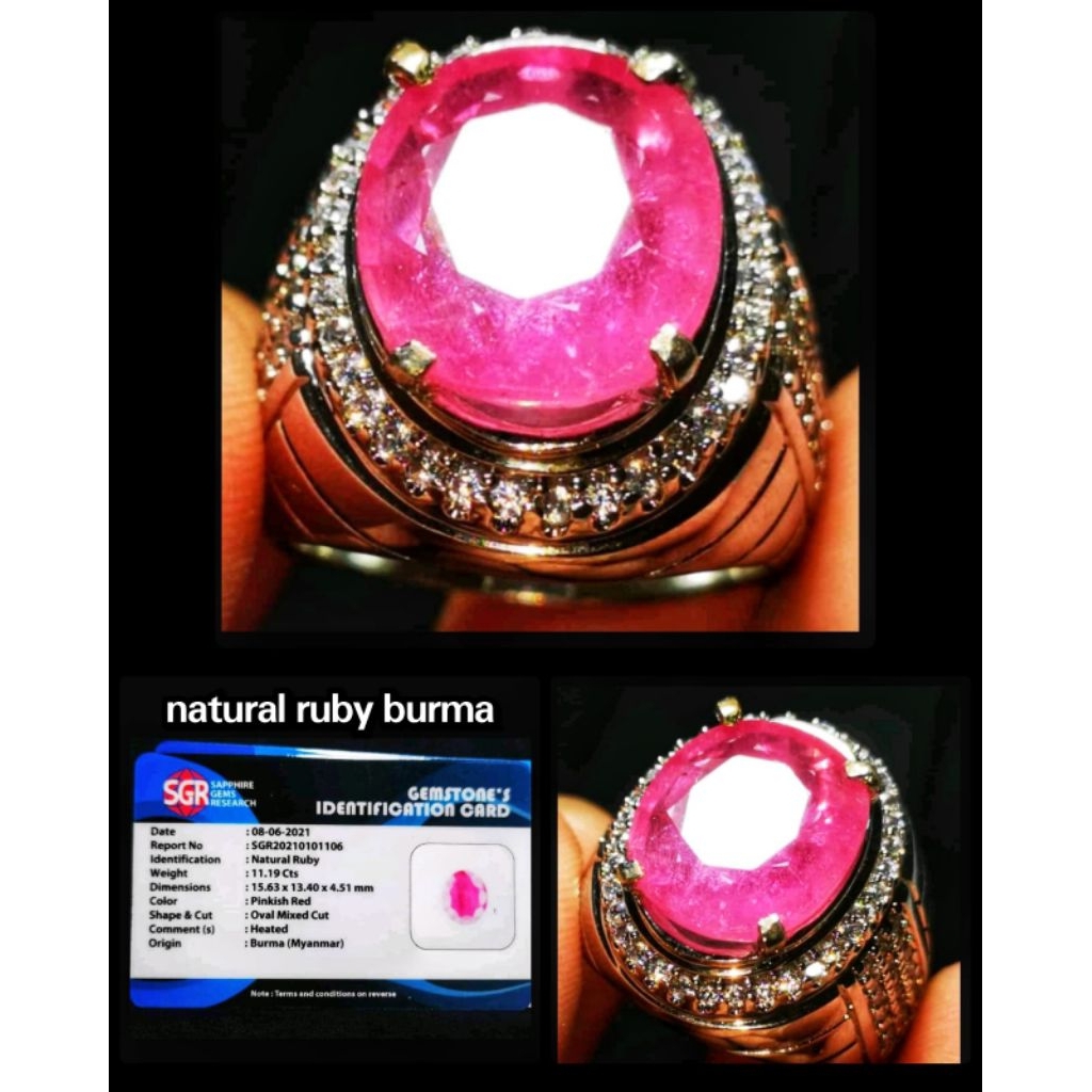 natural permata Ruby Burma jumbo super delima