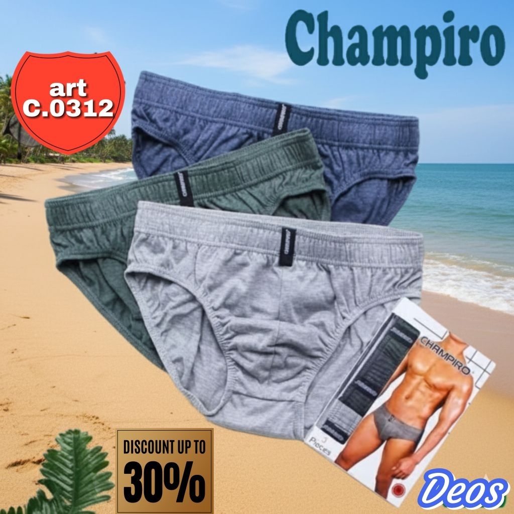 3pcs Celana Dalam Pria Champiro Brief C0312C/CD Laki-laki Dewasa CHAMPIRO