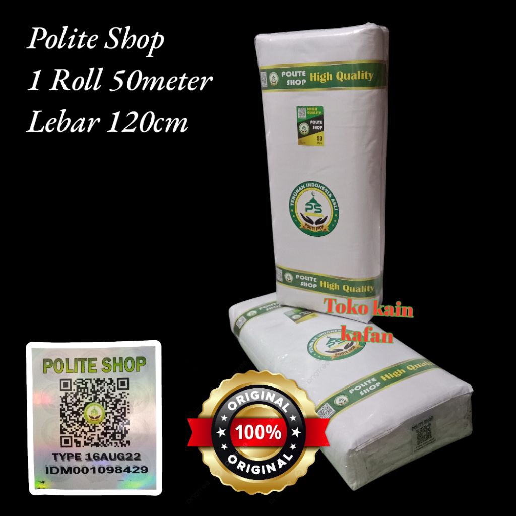 Kain Kafan 120 x 50m - Kain kafan Polite shop - Kain kafan lebar 120cm - Kain kafan 1 roll