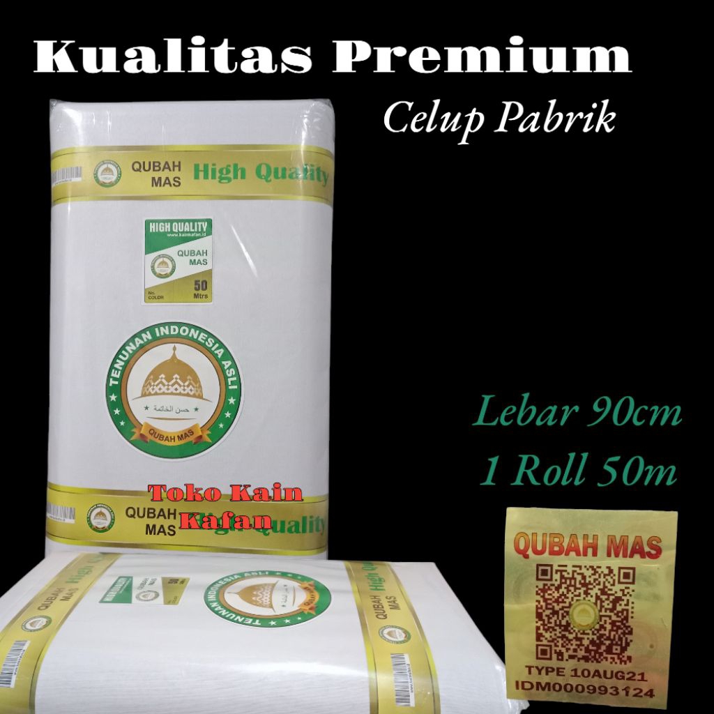 Kain kafan lebar 90cm x 50m - Kain kafan cap Qubah Mas - Kain kafan Kubah Mas - Kain kafan premium -