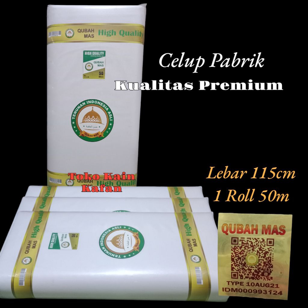 Kain kafan lebar 115cm x 50m - Kain kafan cap Qubah Mas - Kain kafan Kubah Mas - Kain kafan premium 