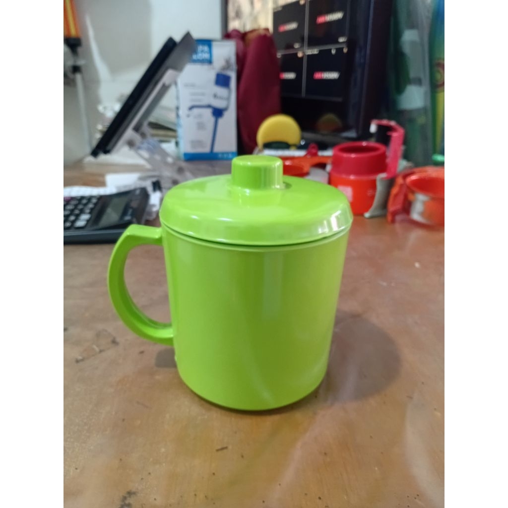 Mug melamin singa singi/mug tutup mug gagang melamin