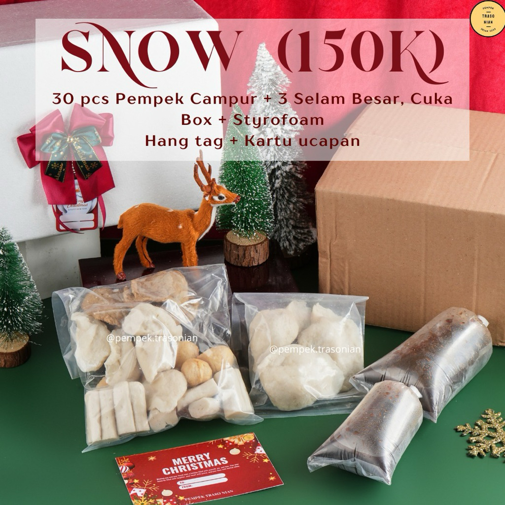 HAMPERS NATAL Pempek Palembang Traso Nian - PAKET SNOW ( 30pcs Pempek Kecil + 3 Pempek Besar)