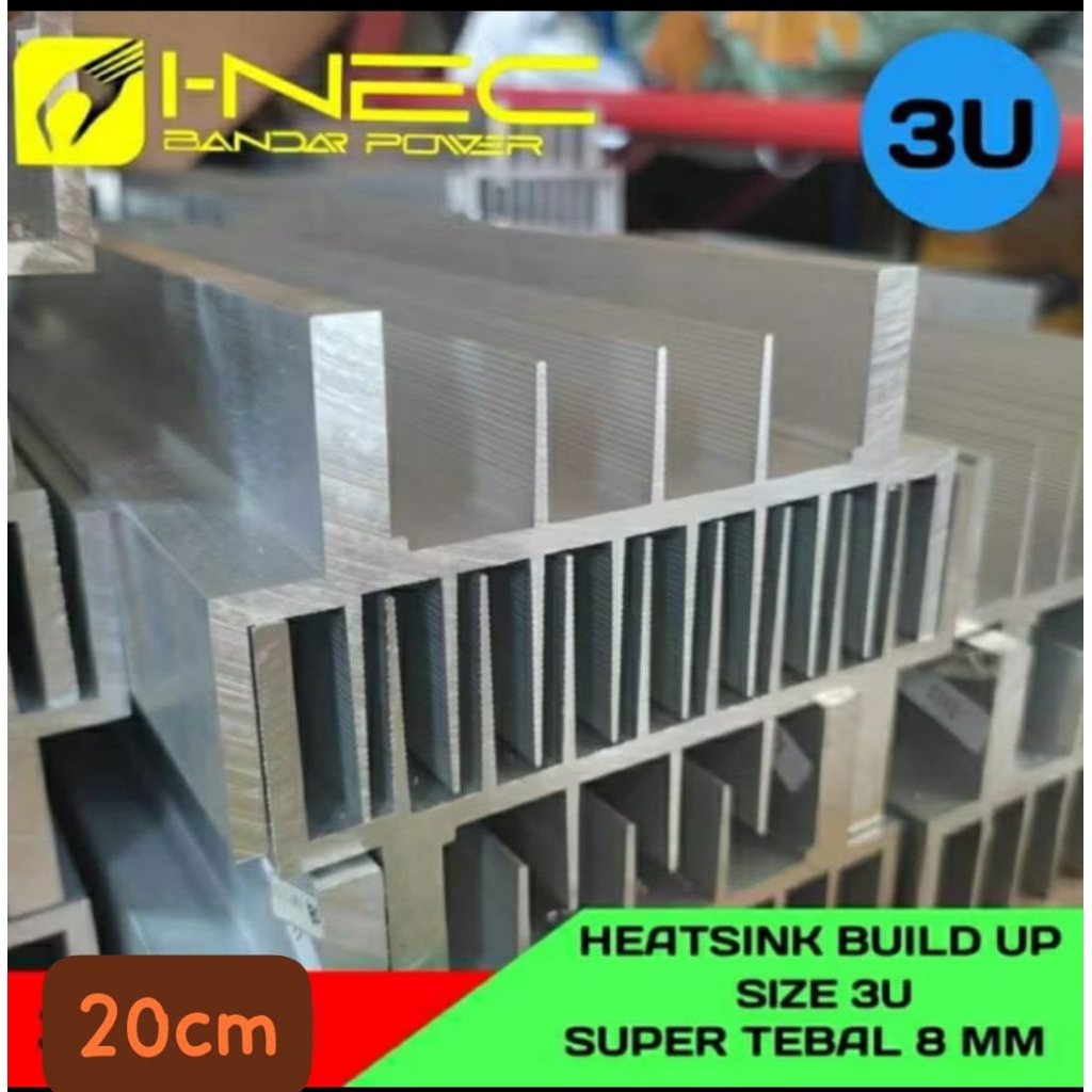 Heatsink / Pendingin 3u 20cm Putih tebal 8mm