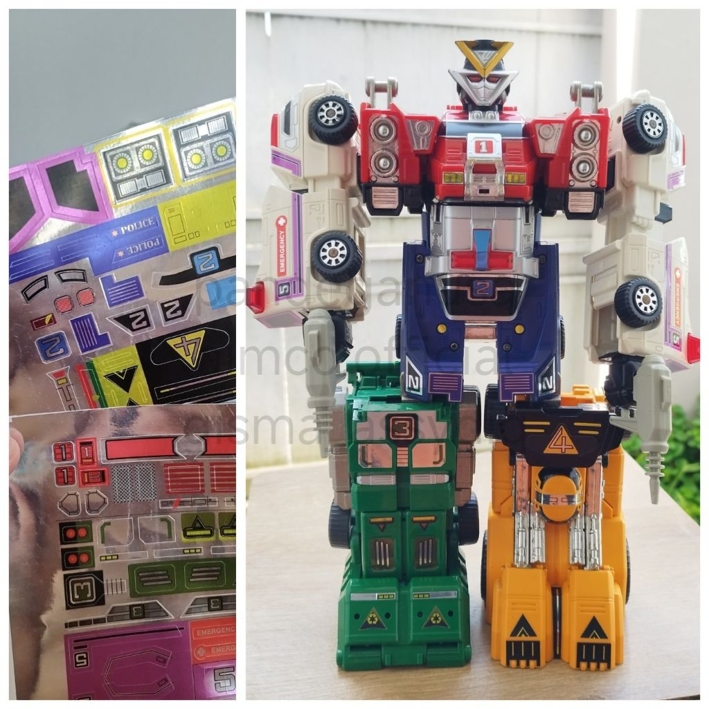 sticker megazord vrv robo dx turbo power rangers zord labels