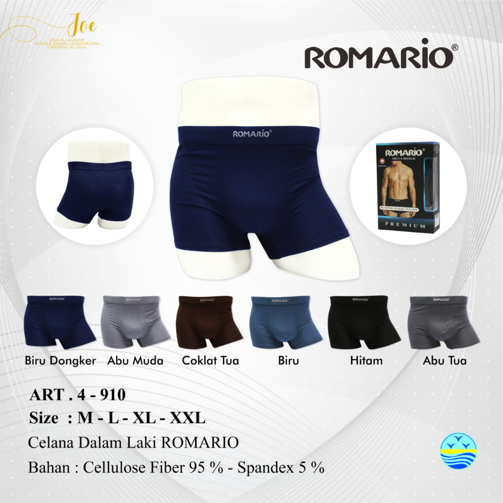 ISI 3 / Celana Dalam Pria ROMARIO 4910 Model BOXER Katun Premium / Pakaian Dalam Cowok - joe