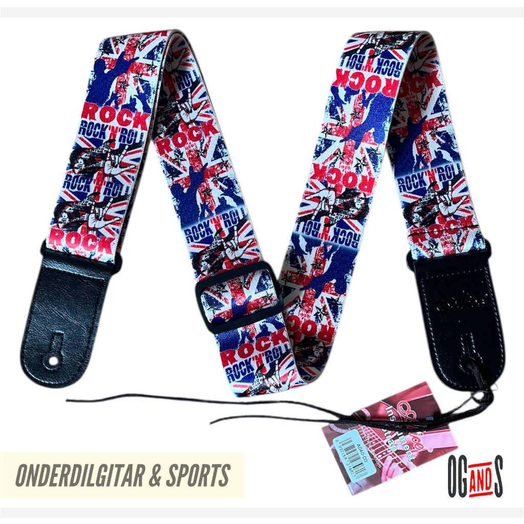 ALICE A040-D3 - STRAP GITAR DAN BASS KULIT + POLYESTER KUAT DAN STYLISH MOTIF ROCK