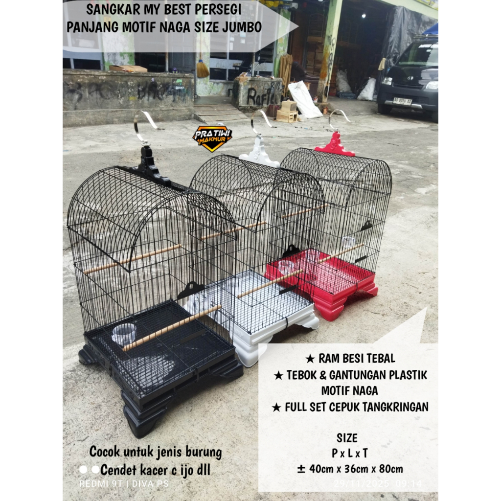 MY BEST SANGKAR BURUNG IMPORT PERSEGI PANJANG MOTIF NAGA SANGKAR BURUNG KACER CENDET C IJO MURAI DLL