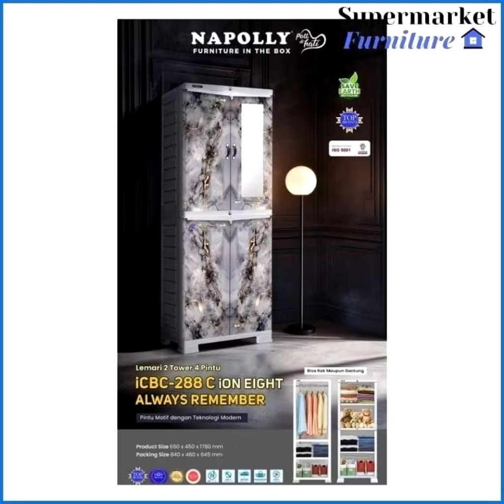 LEMARI PLASTIK KACA NAPOLLY || CABRO 2.2C 4LU.XU